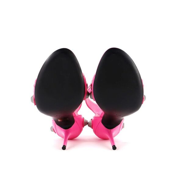 Balenciaga Women's Cagole Ankle Strap Heeled Sandals Leather 110 Pink - Picture 4 of 6